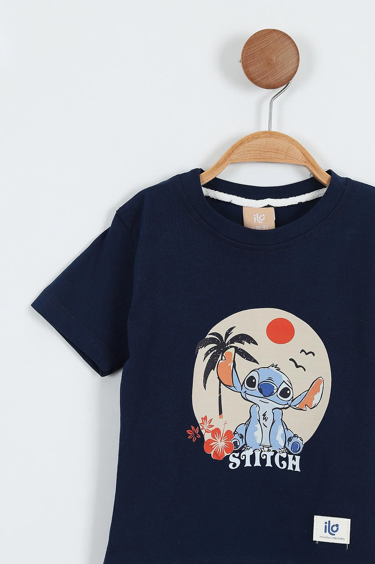 Lacivert (2-5 Yaş) Stich Baskılı   Şortlu Erkek Çocuk Yazlık Takım 357532