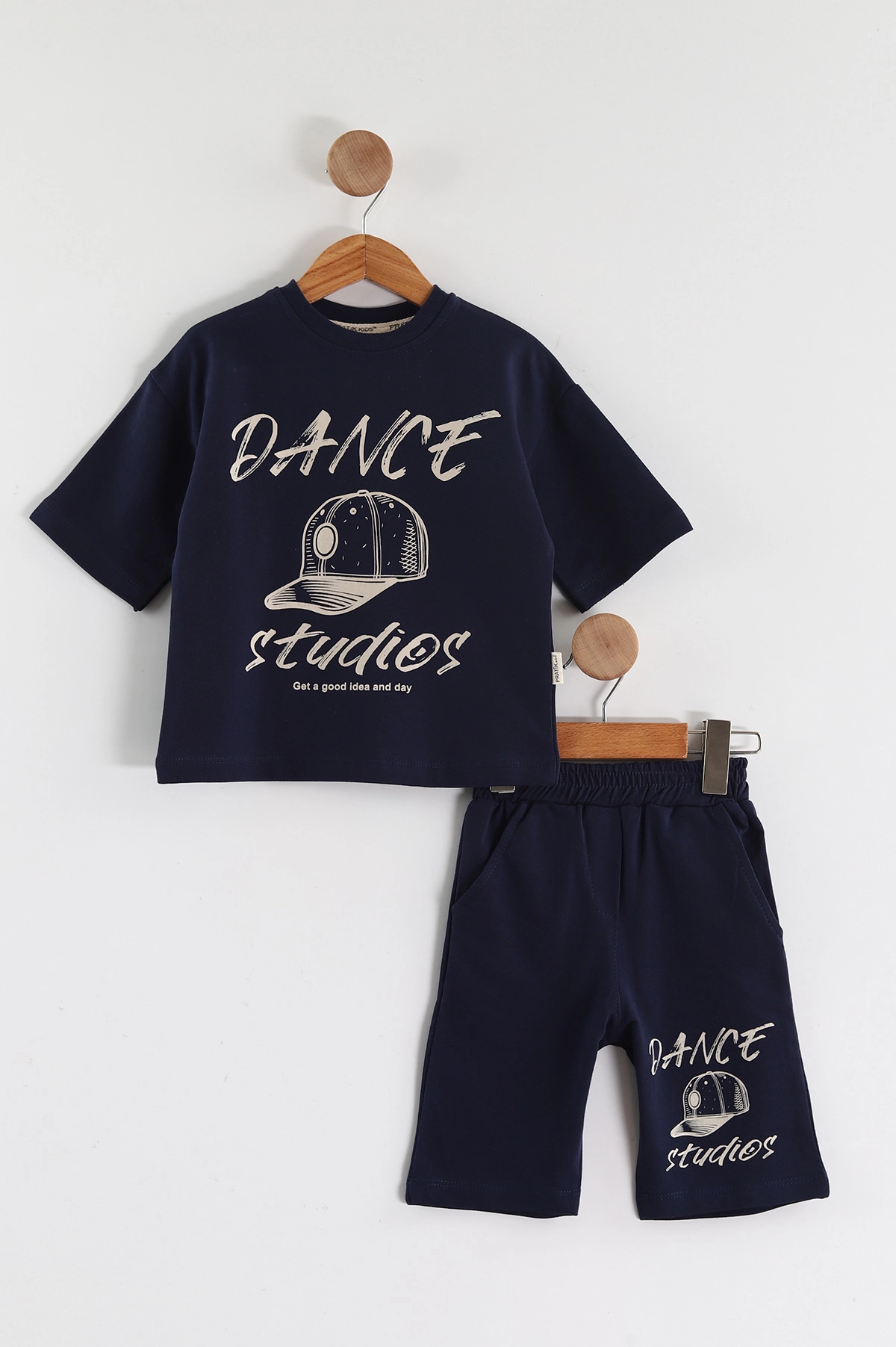 Lacivert (2-6 Yaş) Dance Studios Baskılı Şortlu Süprem Erkek Çocuk Yazlık Takım 438087
