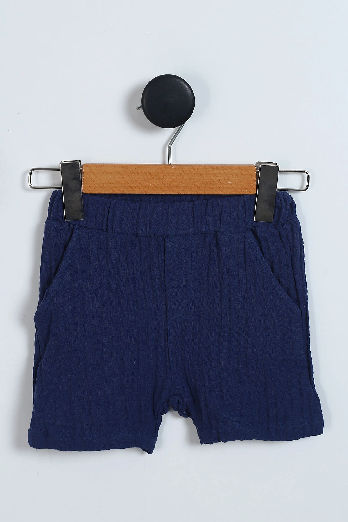 Lacivert (2-6 Yaş) Yaka Yarım Düğmeli Müslin Erkek Çocuk Yazlık Takım 346988