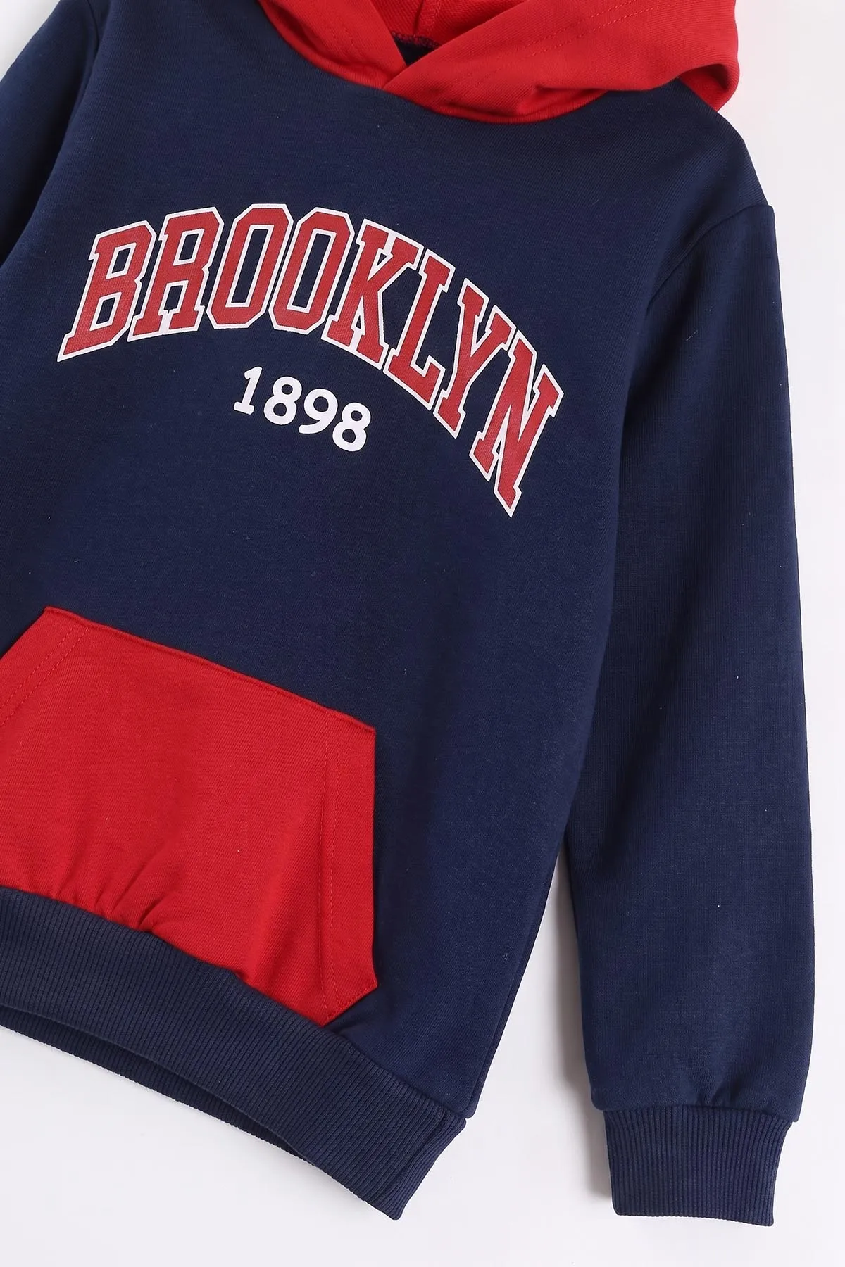 Lacivert (2-6 Yaş)Brooklyn Nakışlı   Kapüşonlu Kanguru Cepli Erkek Çocuk 2'li  Takım 472914