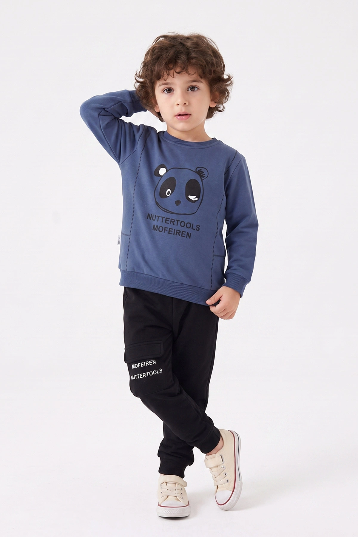 Lacivert (2-6 Yaş)Panda Baskılı 2 İp Erkek Çocuk Mevsimlik Takım 472732
