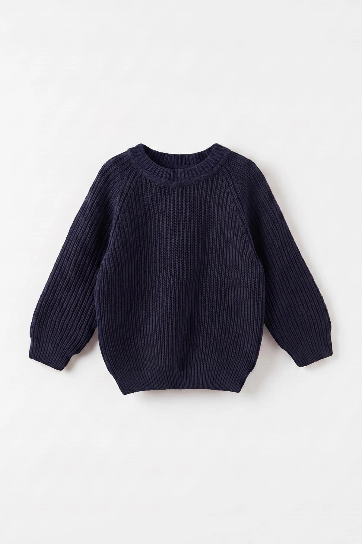 Lacivert (2-8 Yaş) Dikişsiz Selanik Örgülü Unisex Çocuk Kazak 474930