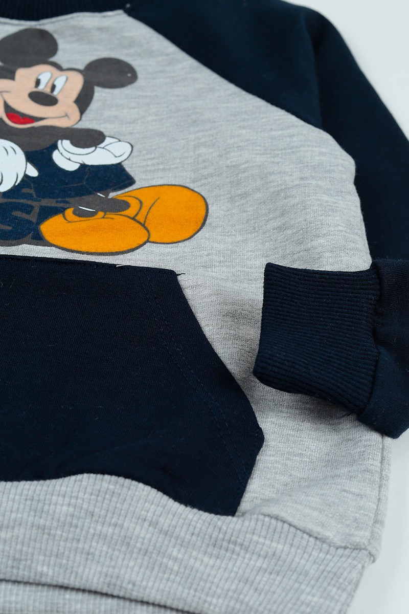 Lacivert (2-8 Yaş) Mickey Mouse Baskılı Erkek Çocuk Takım 96614