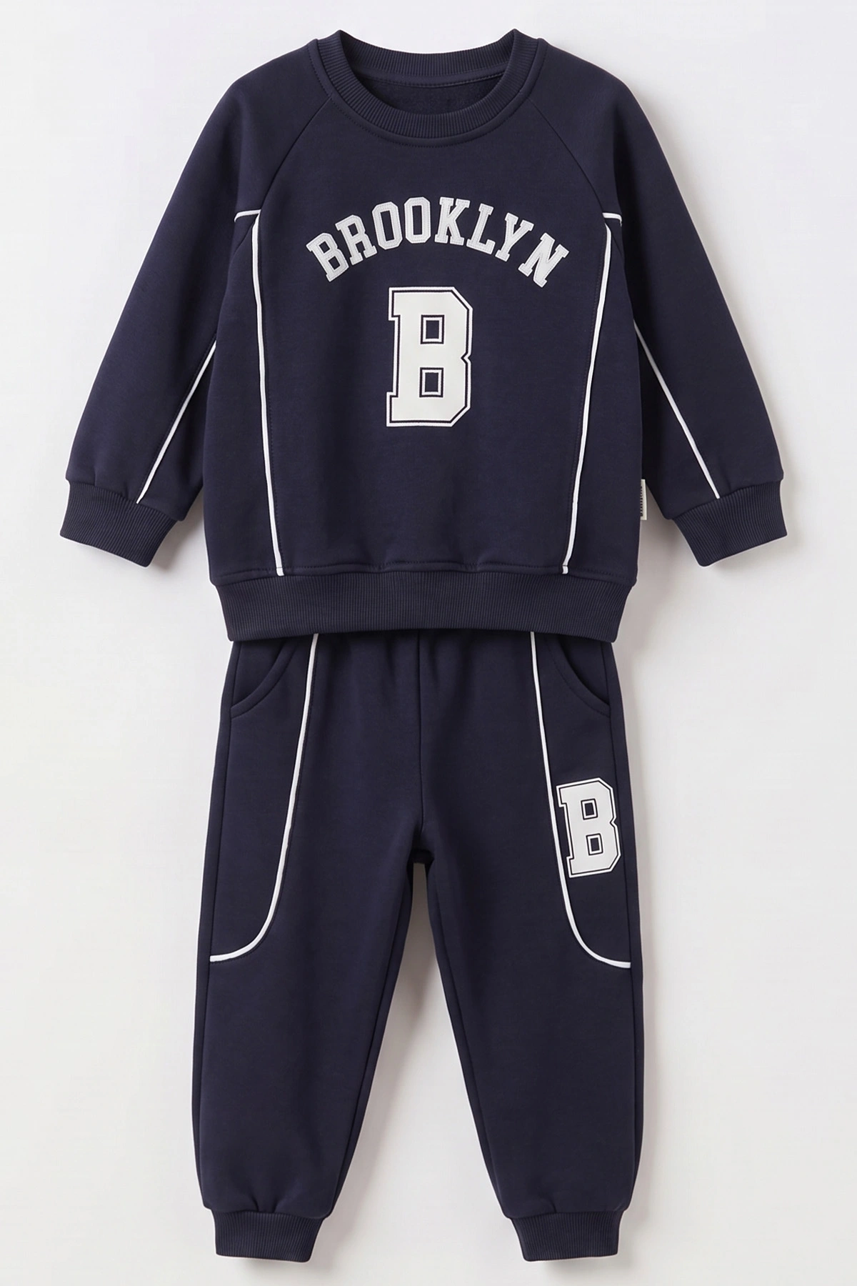 Lacivert (3-12 Yaş) Brooklyn Baskılı 3 ip Şardonlu Erkek Çocuk Kışlık Takım 494715