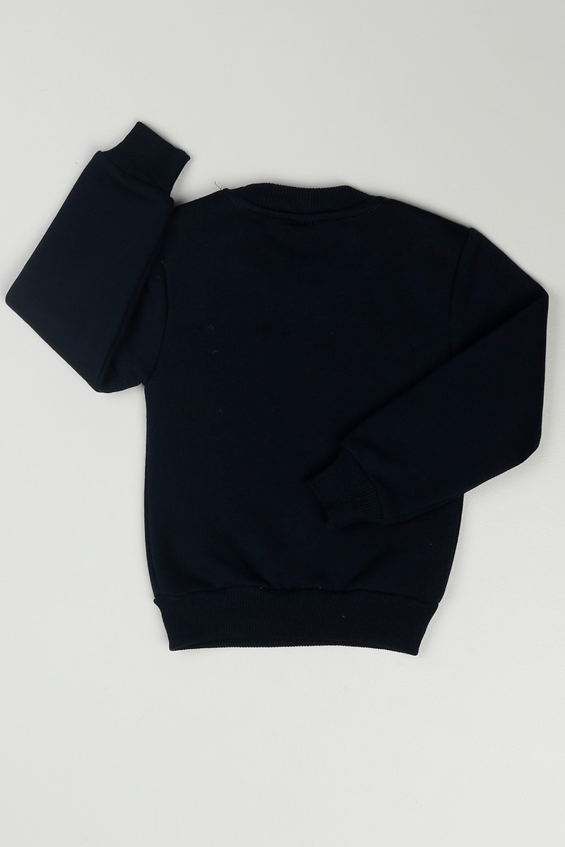 Lacivert (3-7 Yaş) Baskılı İçi Şardonlu Erkek Çocuk Sweatshirt 85647