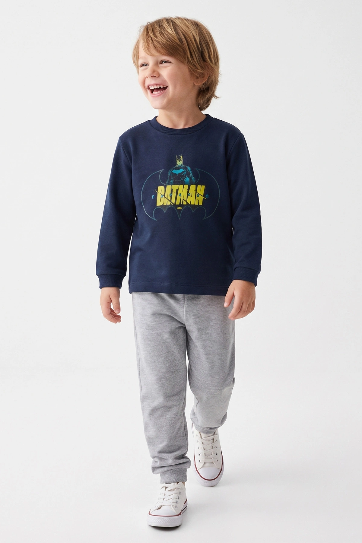 Lacivert (3-8 Yaş) Karakter Baskılı İnterlok Kumaş Erkek Çocuk Pijama Takım 491033