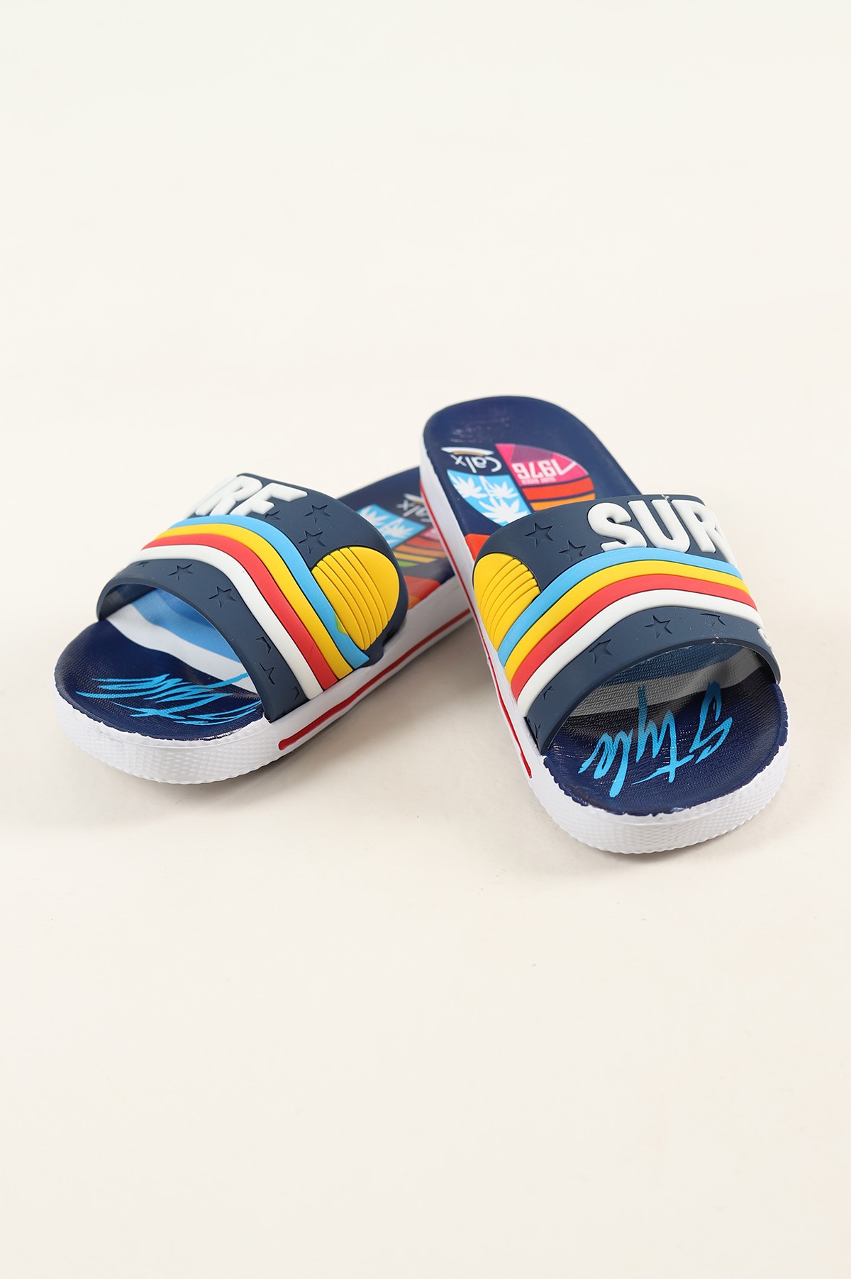 Lacivert (31-35 Filet) Surf Güneş Motifli Erkek Çocuk Terlik 189551