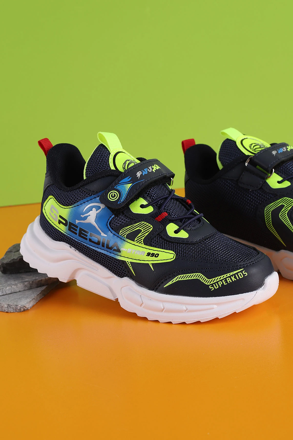 Lacivert (31-35 Filet)Kalın Taban Cırtlı Çocuk Spor Ayakkabı 346779