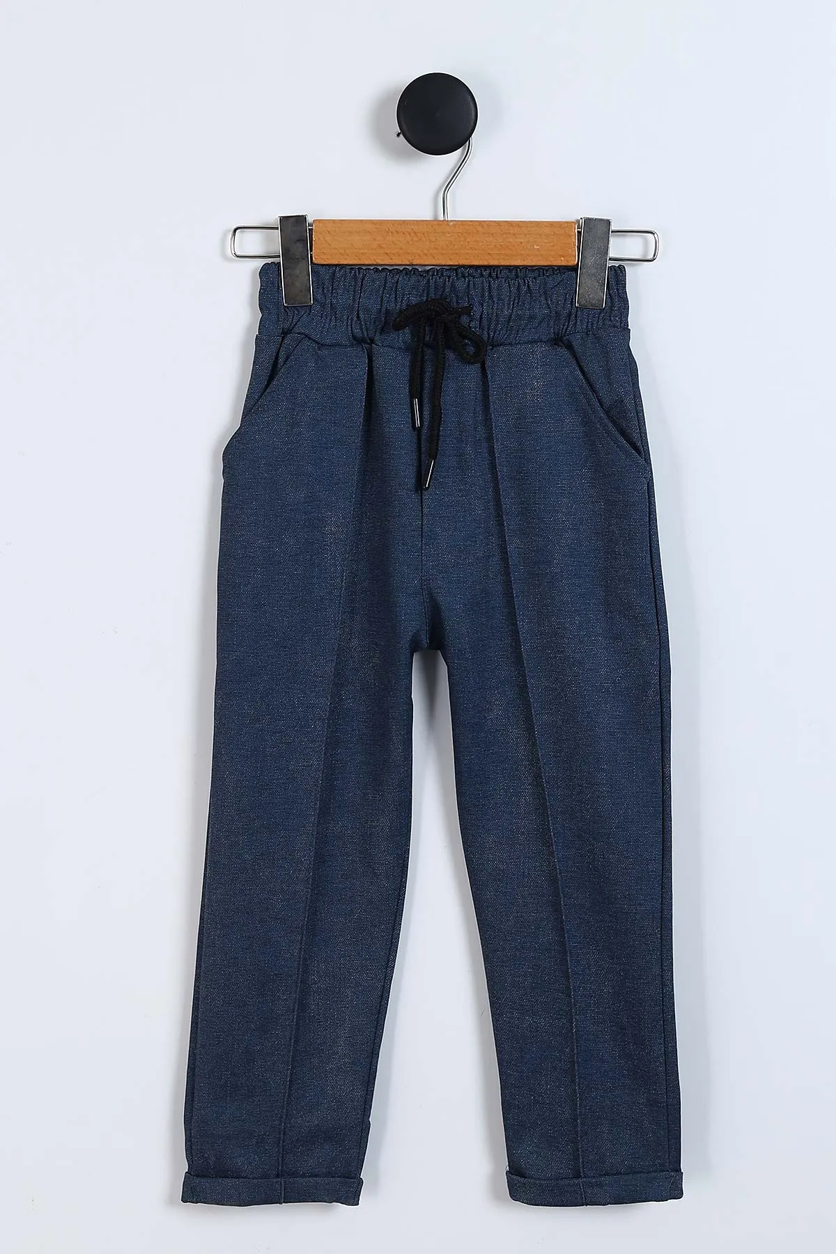 Lacivert (4-11 Yaş)Kot Cep Detaylı Bel Lastikli Jogger Pantolonlu Erkek Çocuk Takım 339695