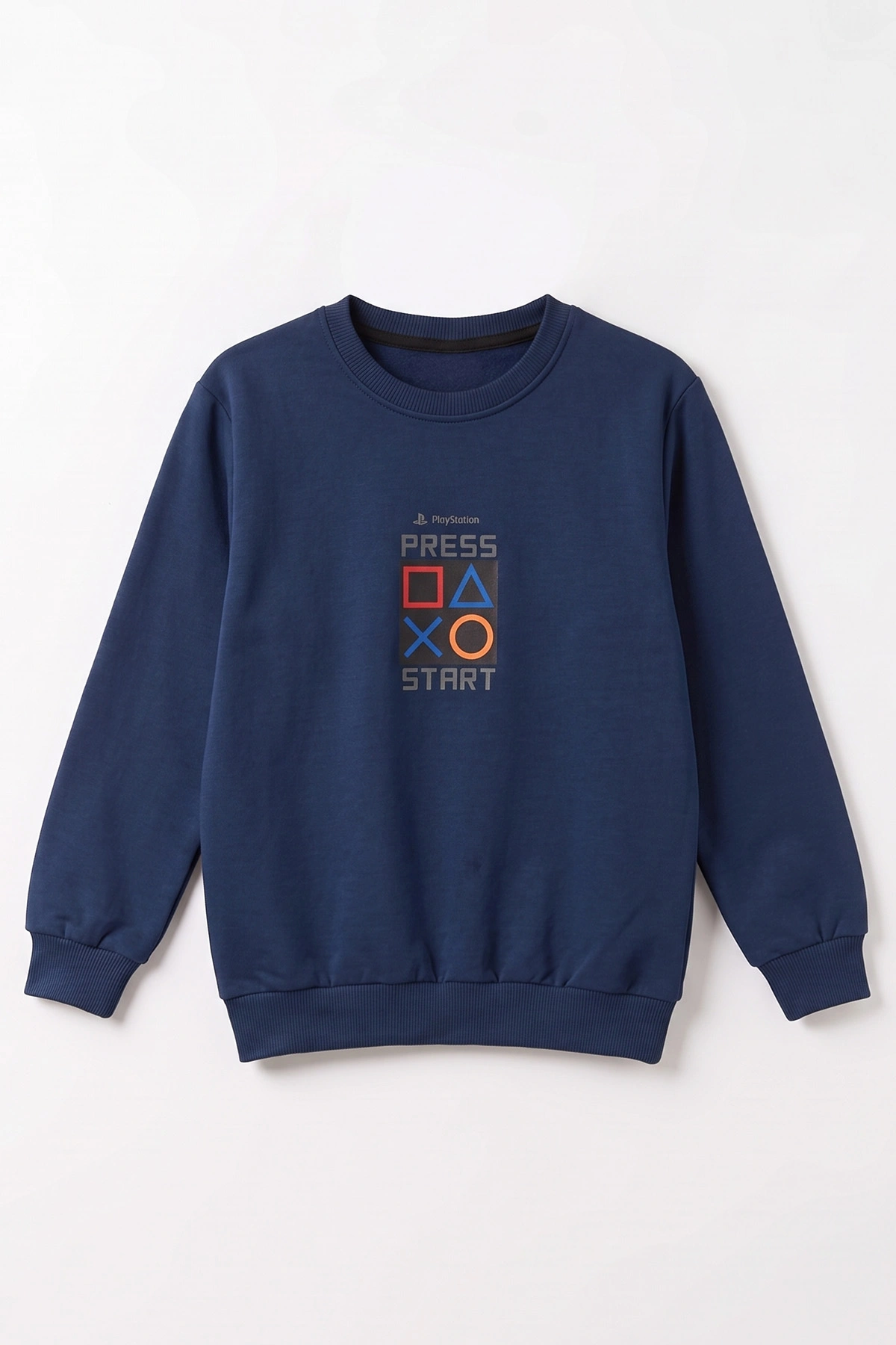 Lacivert (4-12 Yaş) Press Start Baskılı 2 İp Erkek Çocuk Sweatshirt 493693