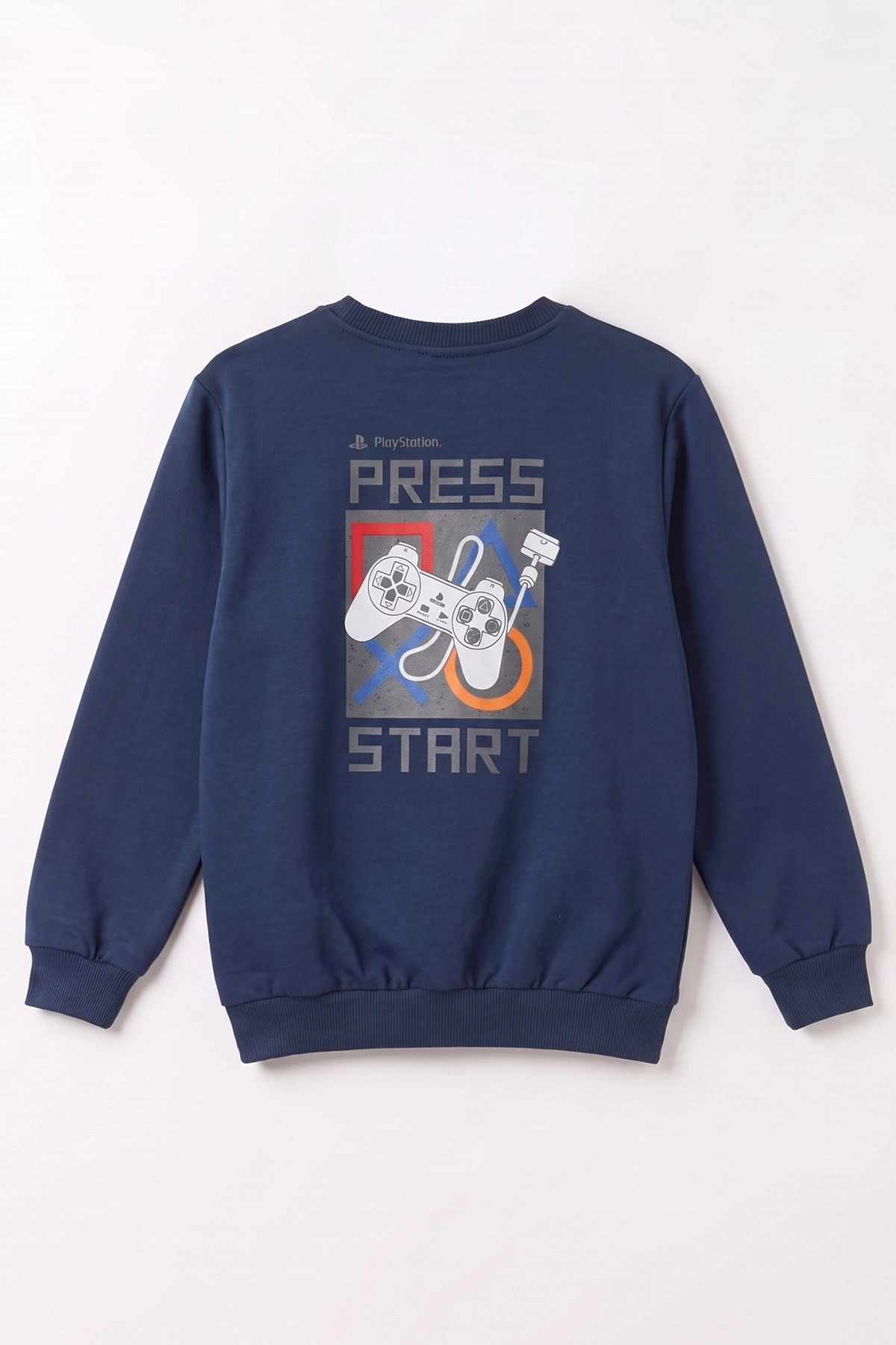 Lacivert (4-12 Yaş) Press Start Baskılı 2 İp Erkek Çocuk Sweatshirt 493693