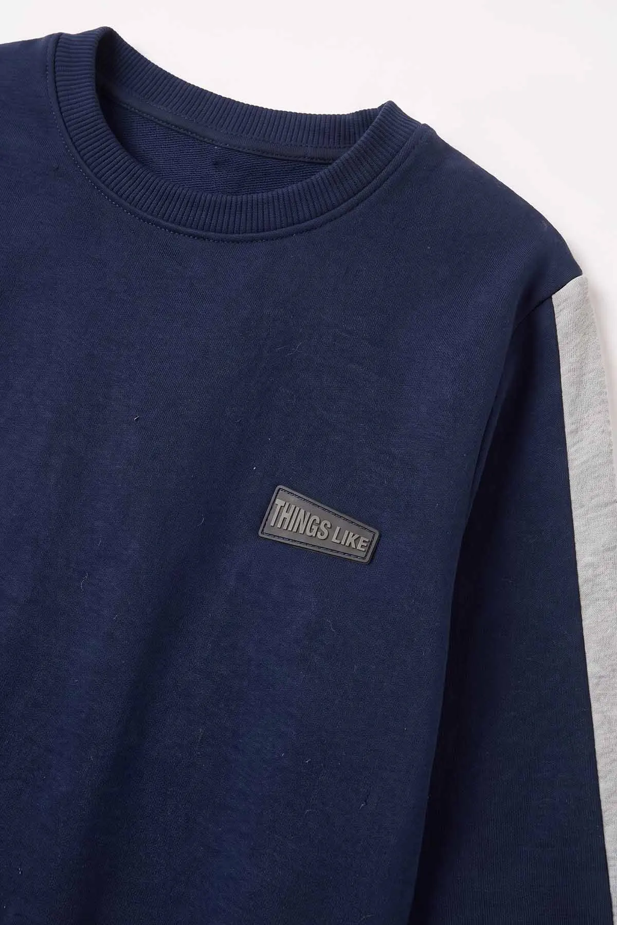 Lacivert (4-12 Yaş)Kol Parçalı  2 İp Erkek Çocuk Sweatshirt 493697