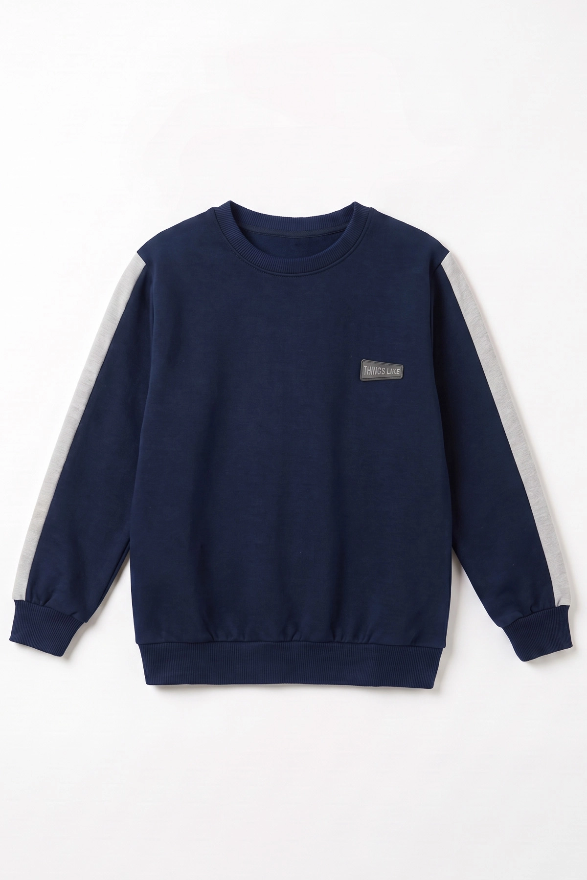 Lacivert (4-12 Yaş)Kol Parçalı  2 İp Erkek Çocuk Sweatshirt 493697