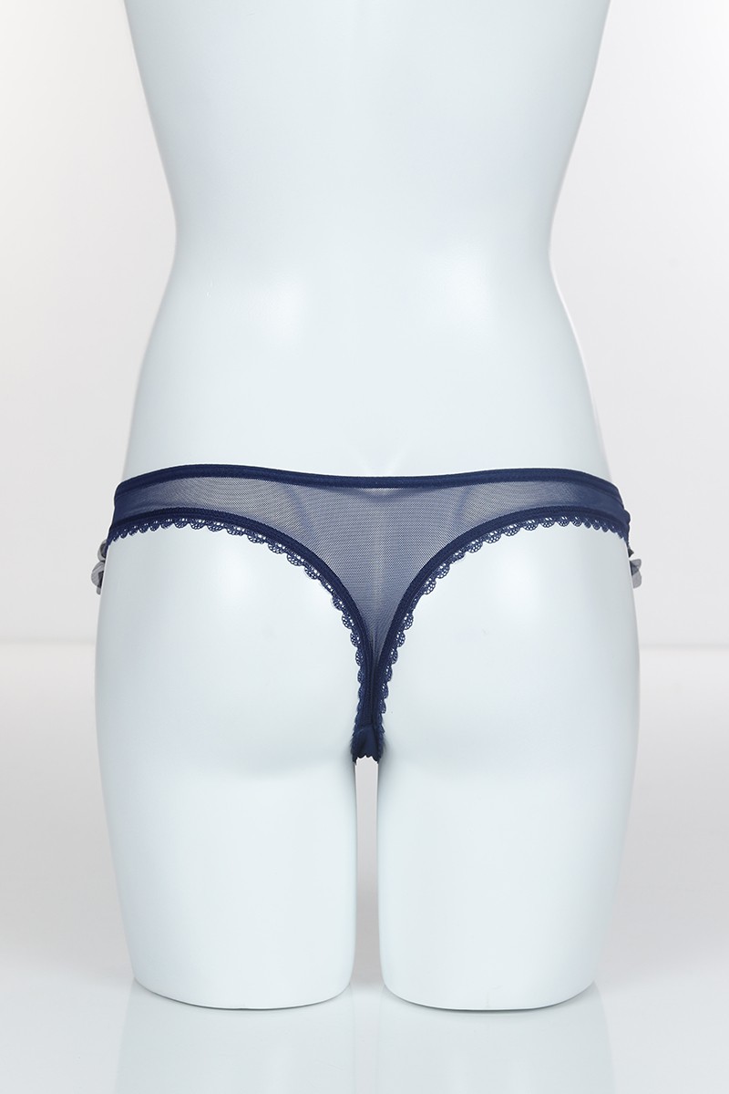 Lacivert 4064 Komple Tül Paçalar Çiçekli Tanga 101766