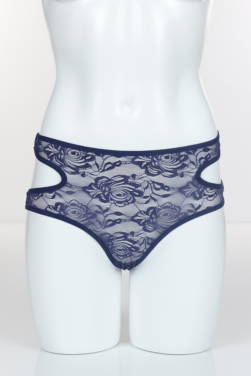 Lacivert 4145 Bikini Komple Lez Dantel Yanları Kavisli Külot 101820