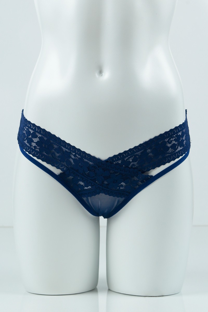Lacivert 4236 Bikini Ön Üst Dar Çapraz Bant Alt Tül Arka Bantlı Külot 99886