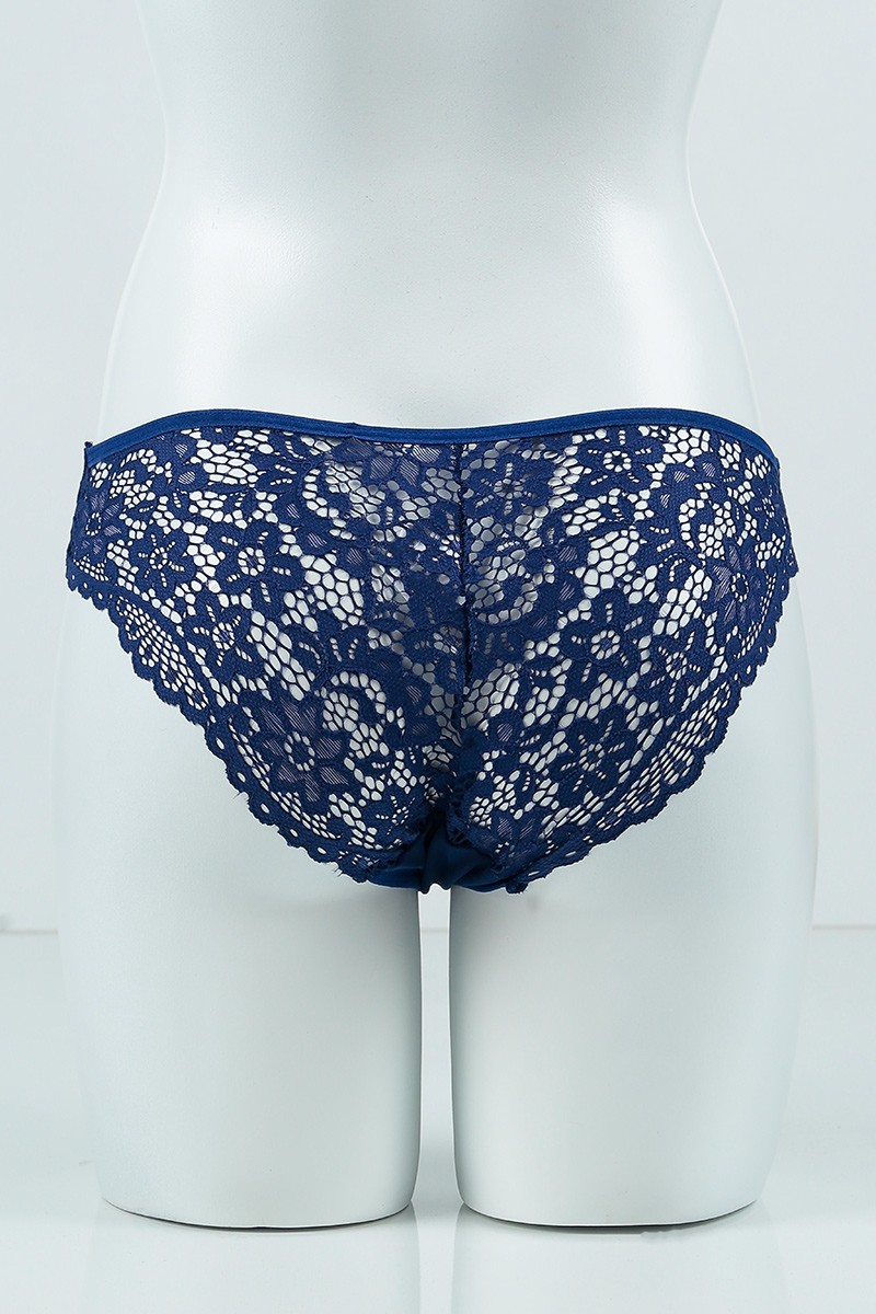 Lacivert 4236 Bikini Ön Üst Dar Çapraz Bant Alt Tül Arka Bantlı Külot 99886
