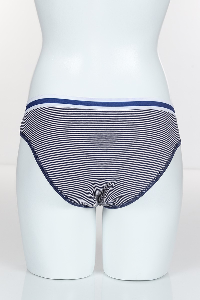 Lacivert 4316 Bikini Love Baskılı Çizgili Külot 102263