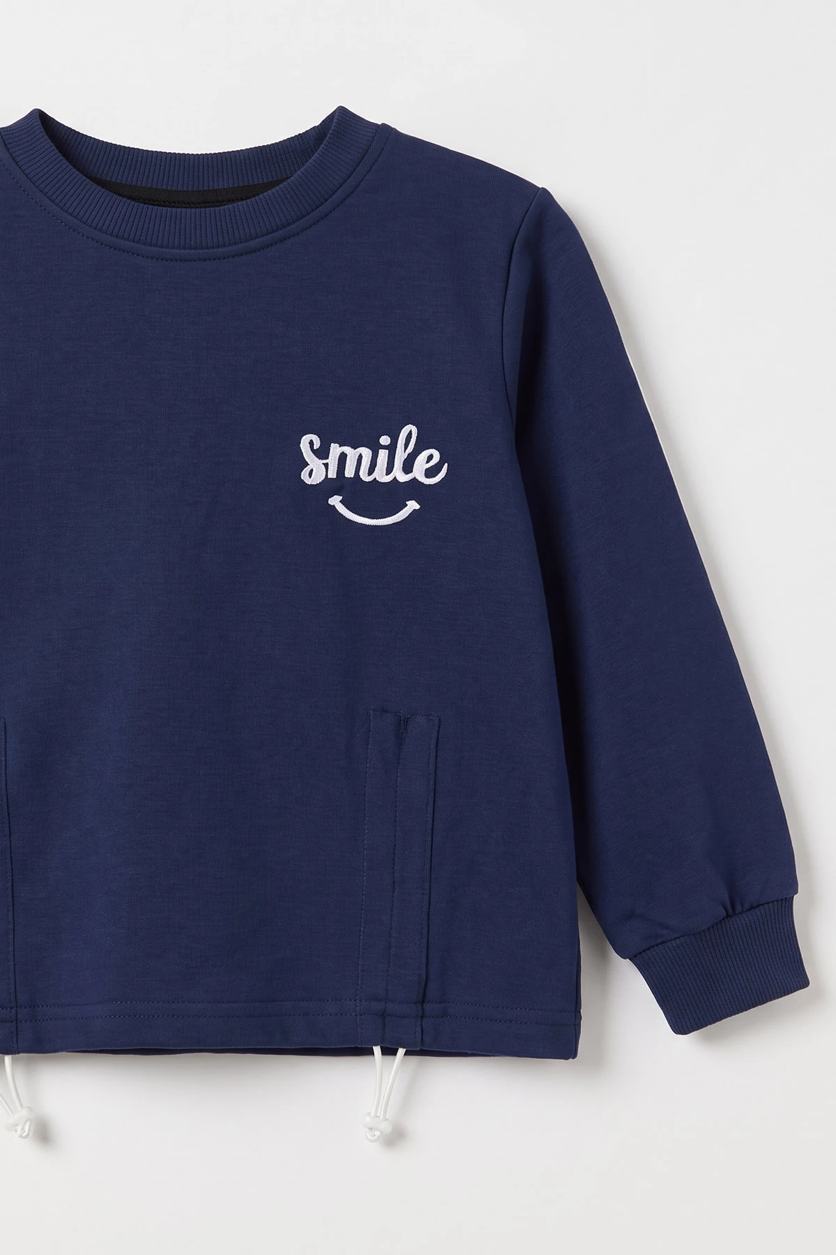 Lacivert (5-10 Yaş) Smile Nakışlı Stoperli Oysho Kız Çocuk Takım 482258