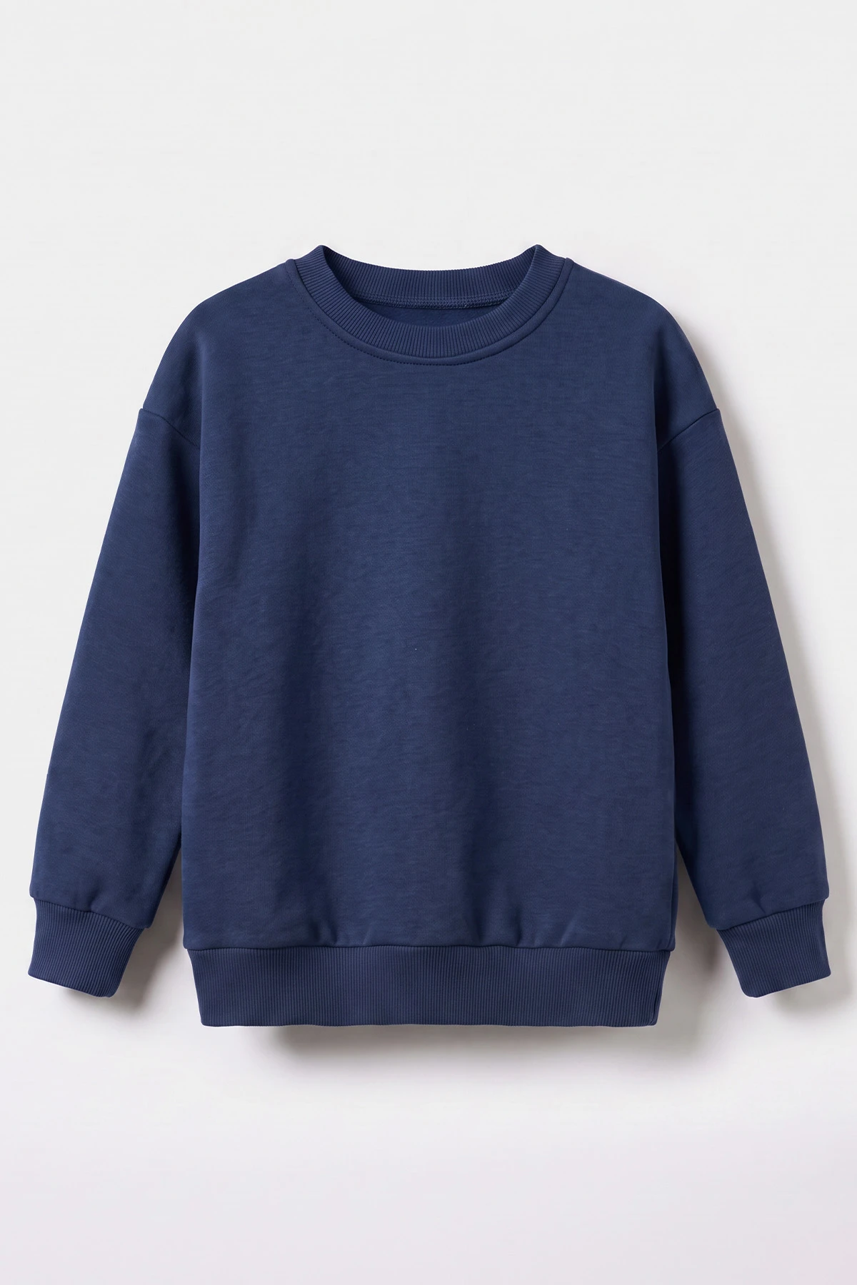 Lacivert (5-12 Yaş) Baskısız Düz 3 İp Şardonlu Erkek Çocuk Sweatshirt 483586