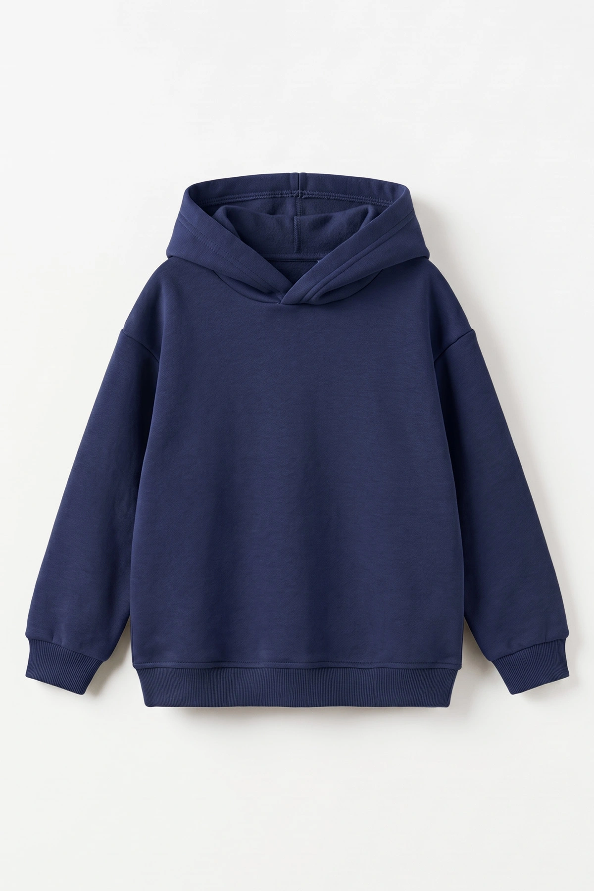 Lacivert (5-12 Yaş)Kapüşonlu Baskısız Üç İp Şardonlu Erkek Çocuk Sweatshirt 492185