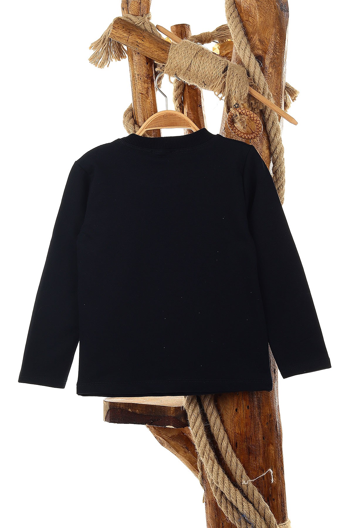 Lacivert (5-8 Yaş) kalp Love Baskılı İki İp Şardonlu Kız Çocuk Sweat 149049