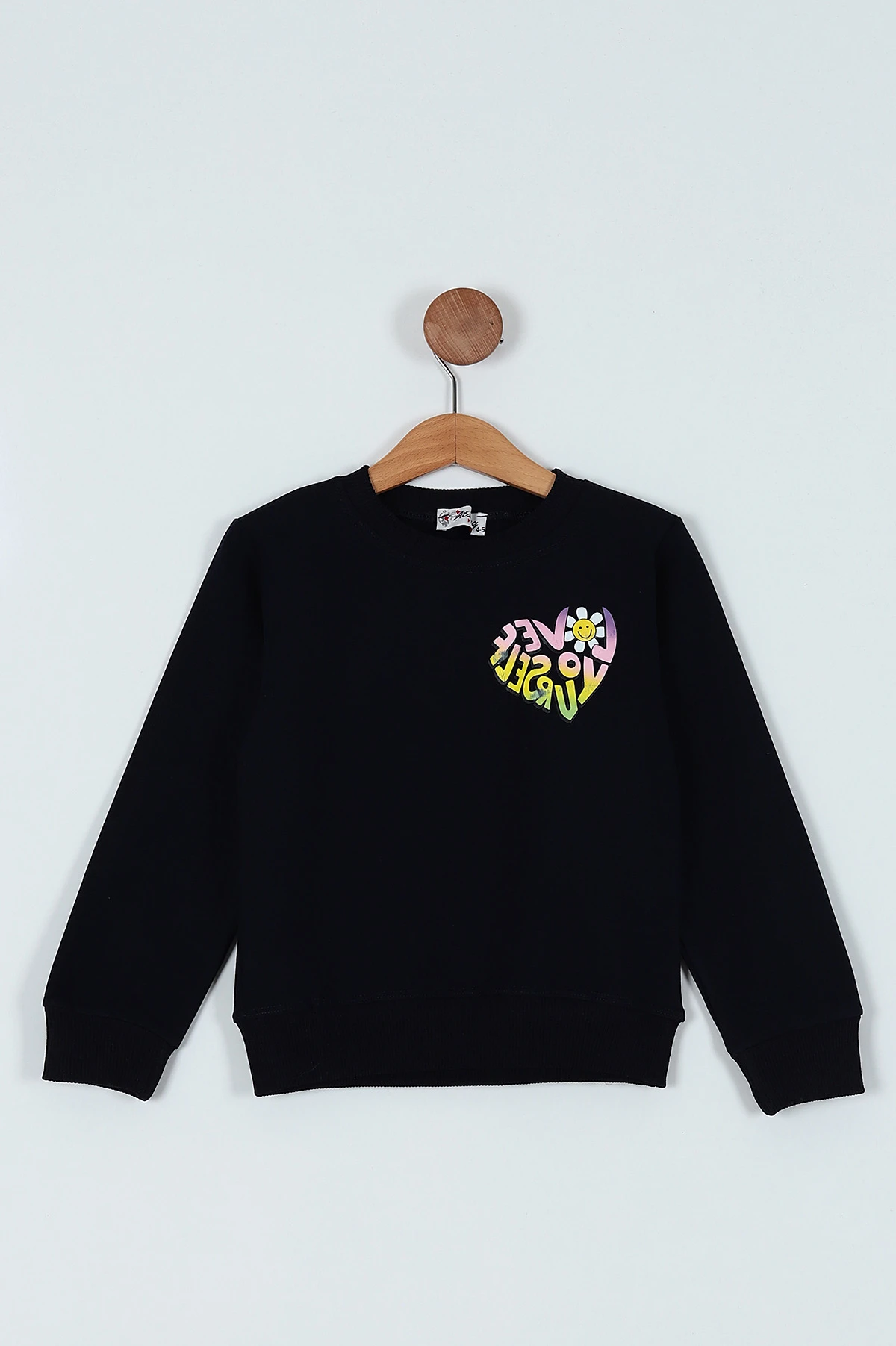 Lacivert (5-8 Yaş) Papatya Baskılı Kız Çocuk Sweat 236127