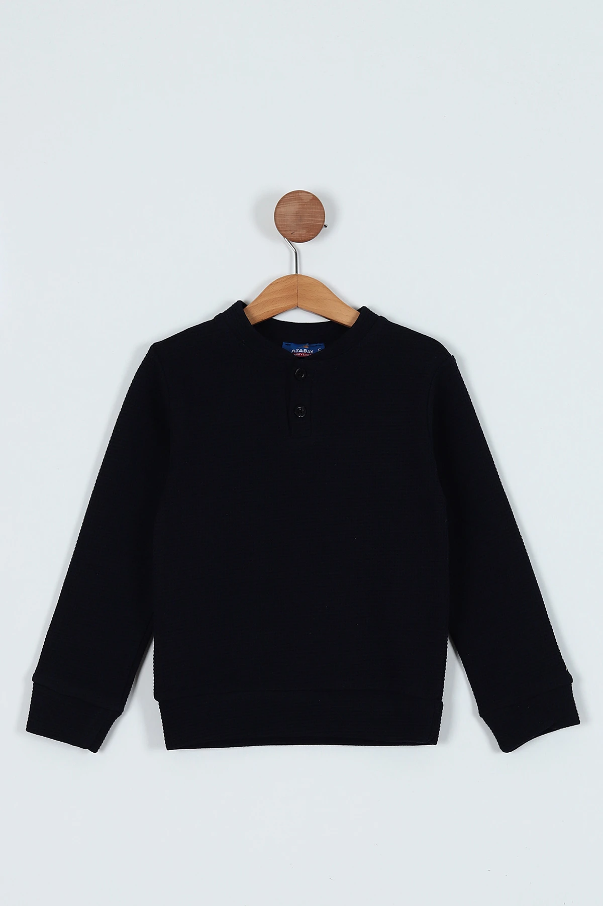 Lacivert (5-8 Yaş)  Waffle Kumaş Hakim Yaka Erkek Çocuk Sweat 236873
