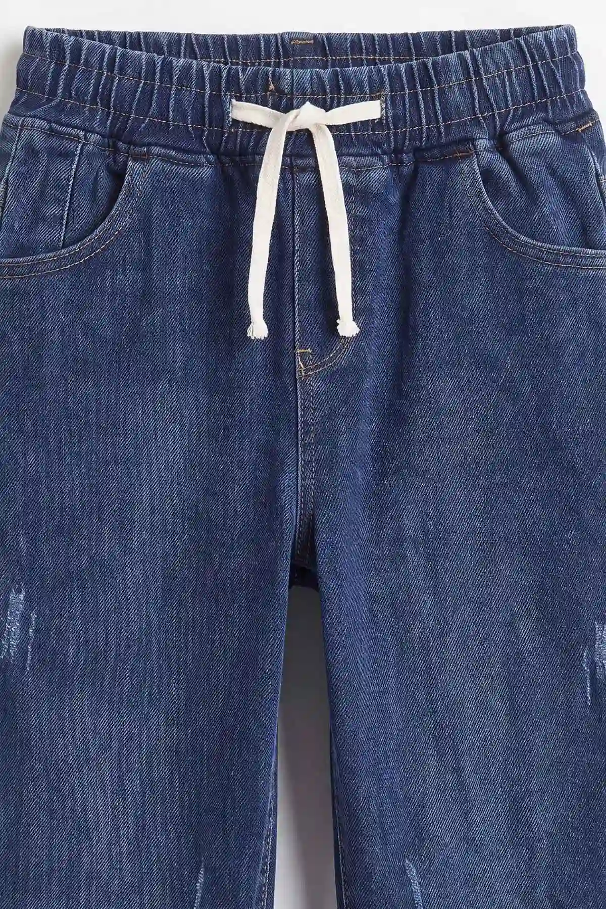 Lacivert (6-15 Yaş)Beli Lastikli Baggy Jogger Erkek Çocuk Kot Pantolon 492873