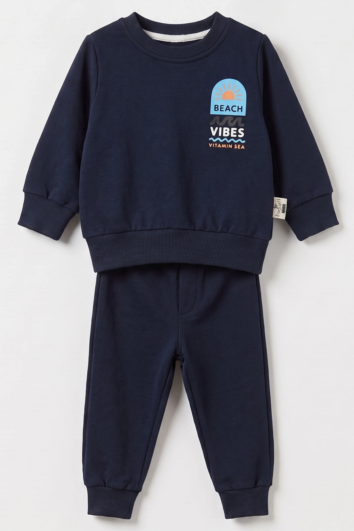 Lacivert (6-24 Ay) Ön Arka Beach Baskılı 2 İp Erkek Bebek Takım 490628