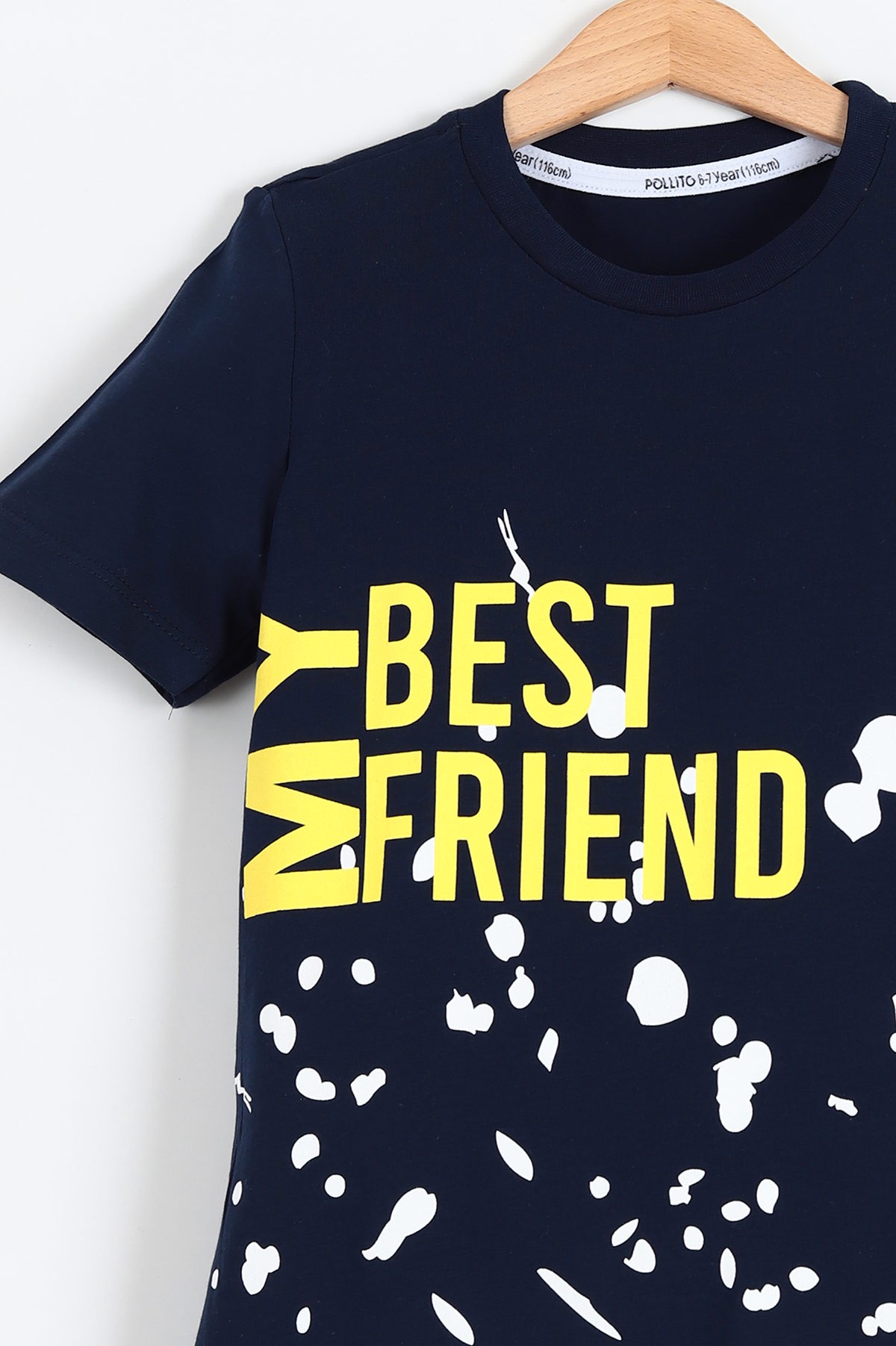 Lacivert (6-9 Yaş) My Best Frıend Baskılı Kot Şortlu Erkek Çocuk Takım 193103