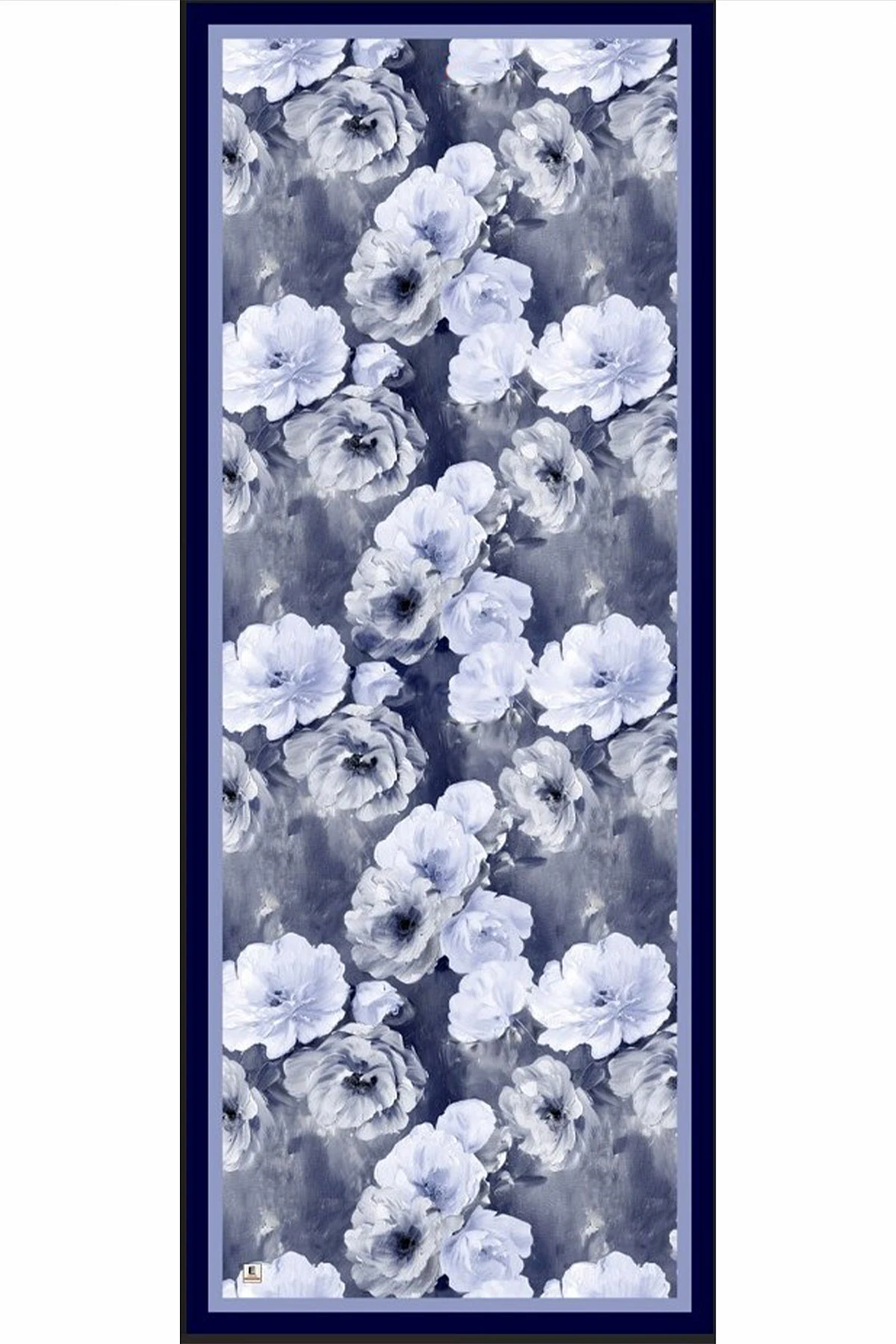 Lacivert 70x180 Cm Dijital Baskılı Çiçek Desen Soft Şal 482113