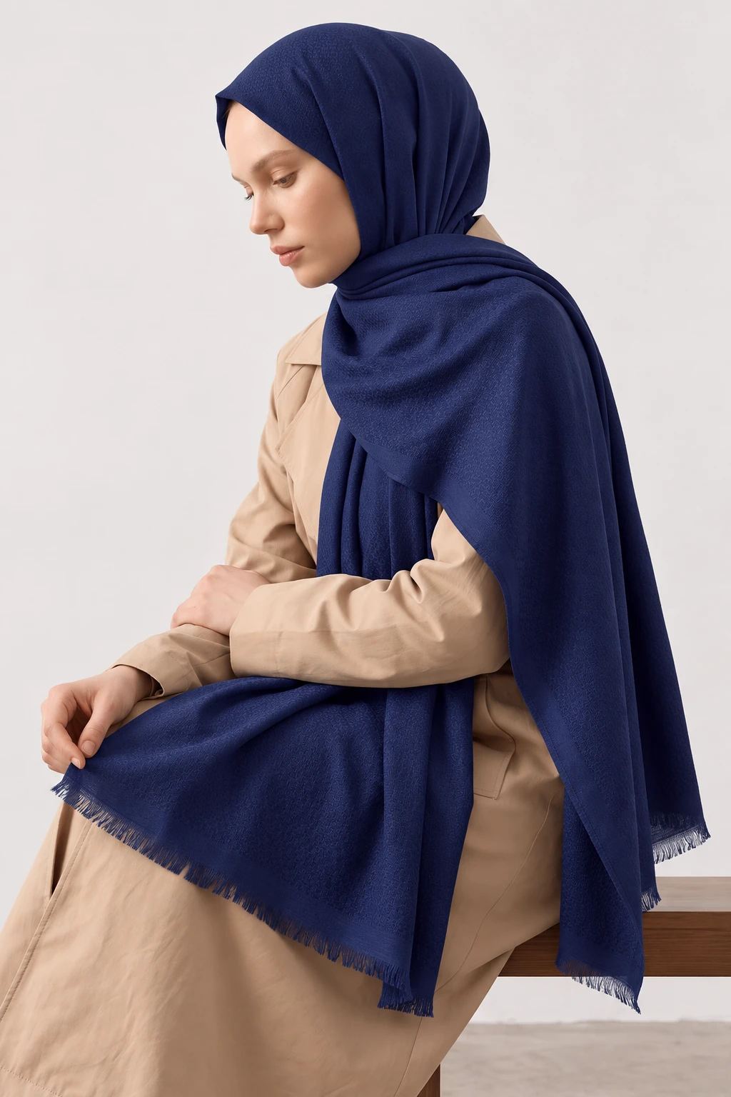 Lacivert 70x180 Cm Mimoza Premium Jakarlı Pamuk Şal 494029