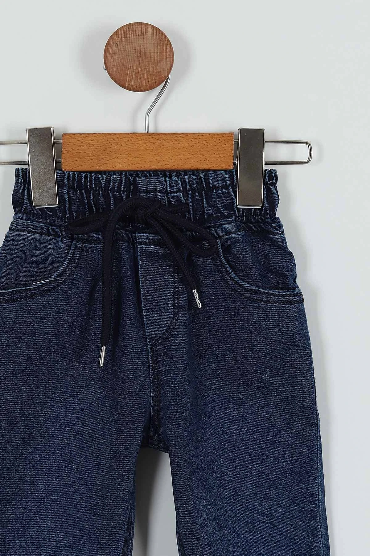 Lacivert (8-12 Yaş) Bel ve Paça Lastikli Erkek Çocuk Kot Pantolon 252365