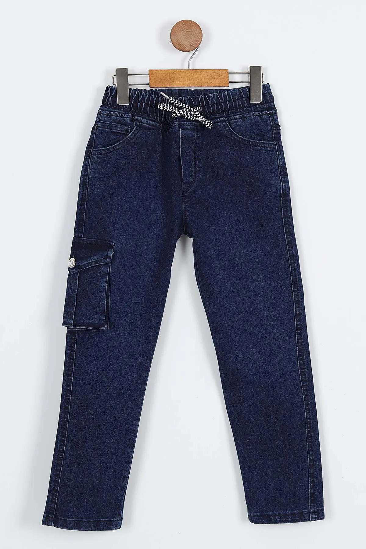 Lacivert (8-12 Yaş)Kargo Cepli Erkek Çocuk Kot Pantolon 330526