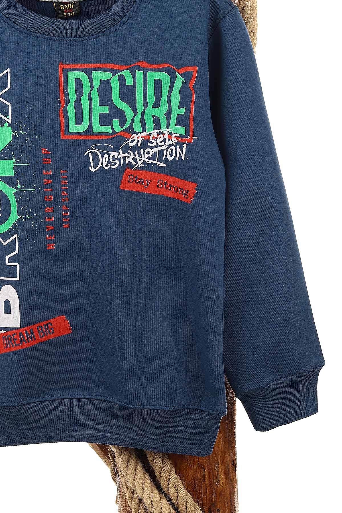 Lacivert (9-12 Yaş) Bronx Desire Baskılı Erkek Çocuk Sweat 150940