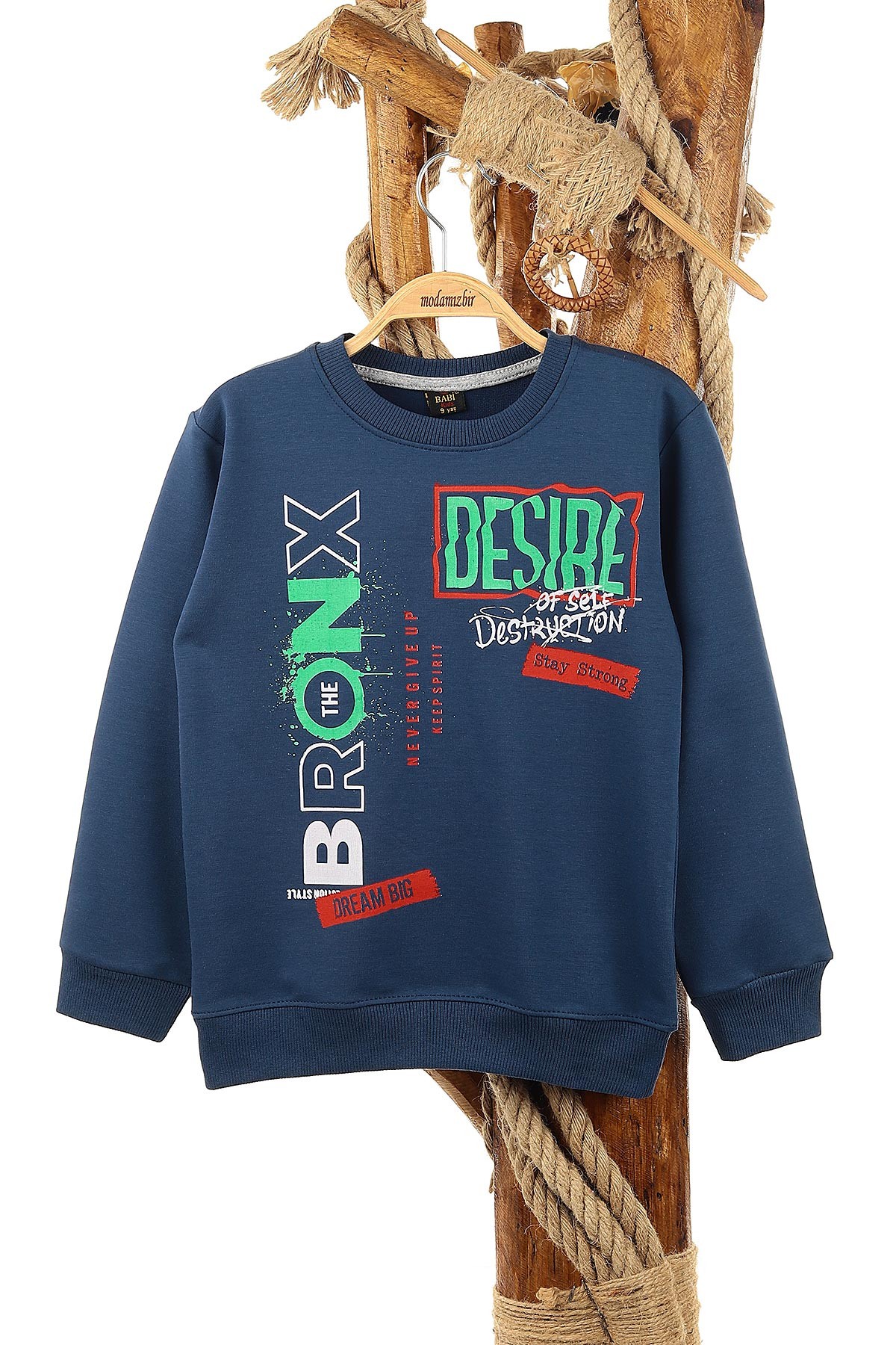Lacivert (9-12 Yaş) Bronx Desire Baskılı Erkek Çocuk Sweat 150940
