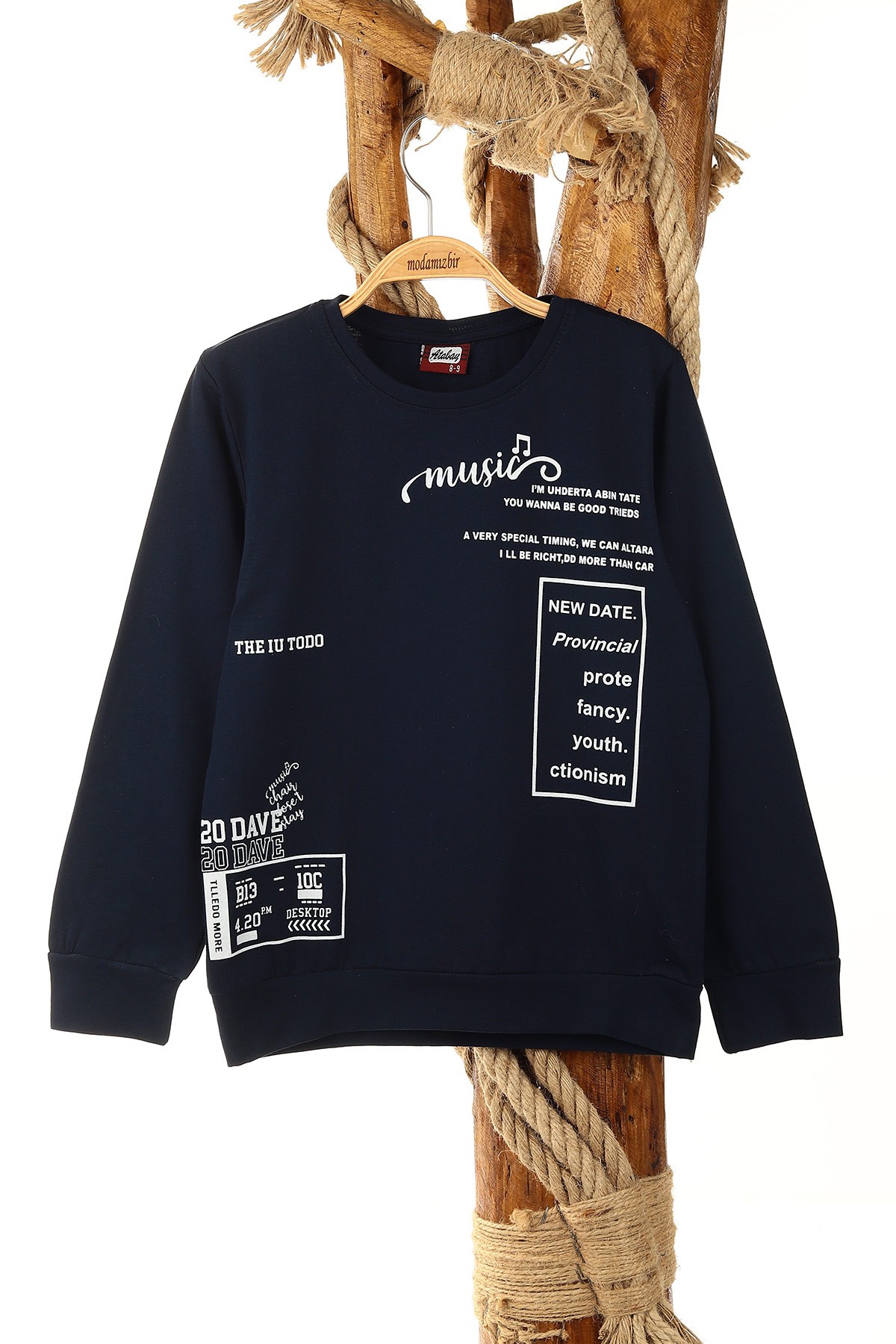 Lacivert (9-12 Yaş) Music Baskılı Erkek Çocuk Sweat 157948