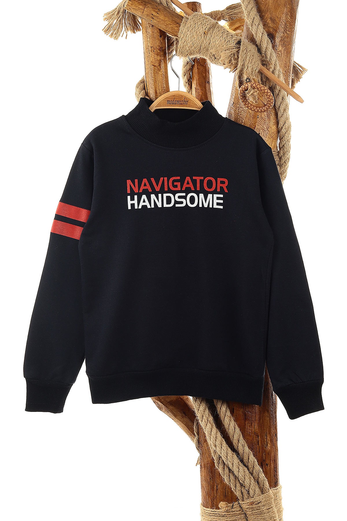 Lacivert (9-12 Yaş) Navigatör Baskılı İki İp Şardonlu Erkek Çocuk Sweat 148938