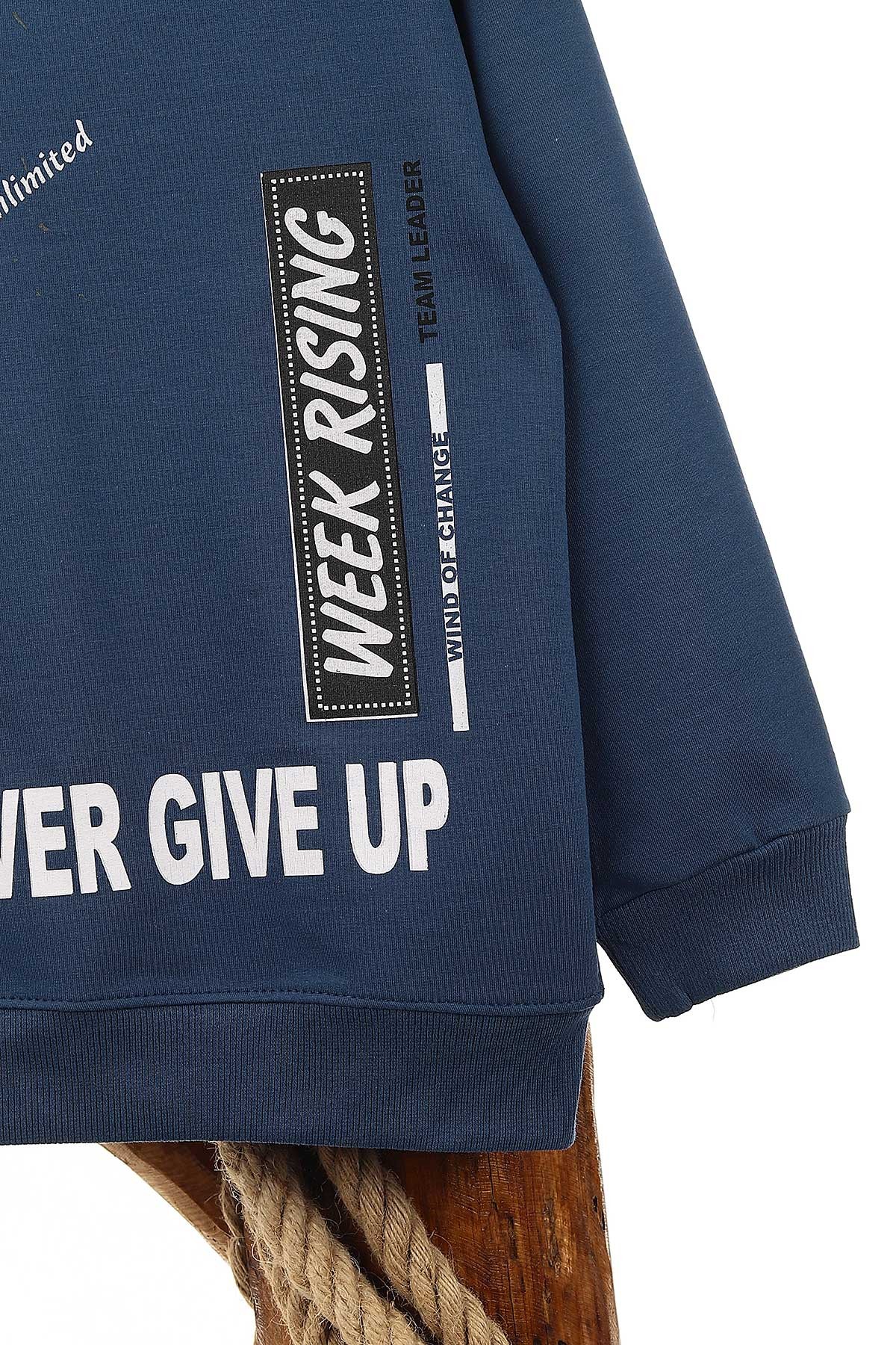 Lacivert (9-12 Yaş) Never Gıve Up Baskılı Erkek Çocuk Sweat 150918