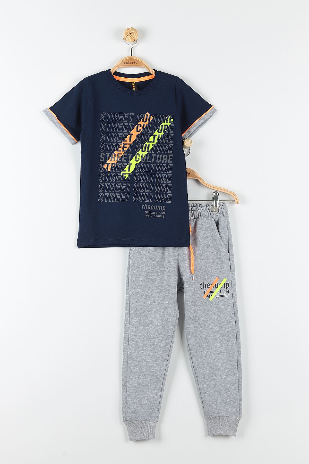 Lacivert (9-12 Yaş) Street Culture Baskılı Cep Detaylı Erkek Çocuk Takım 177425