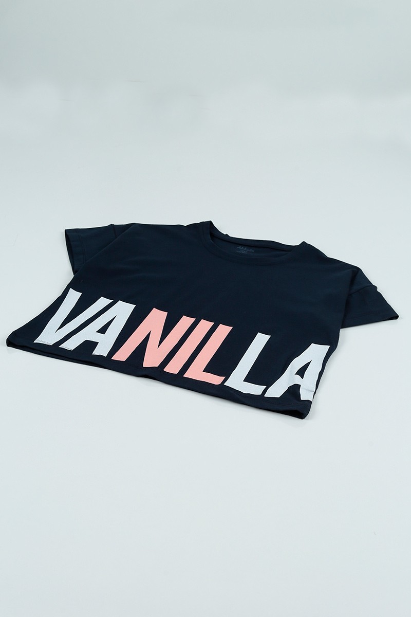 Lacivert (9-12 Yaş) Vanilla Baskılı Kız Çocuk Şortlu Takım 97466