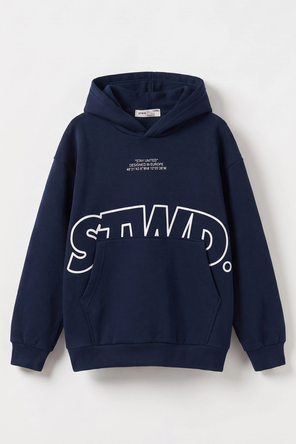 Lacivert (9-16 Yaş) Kapüşonlu İçi Şardonlu Erkek Çocuk Sweatshirt 495811