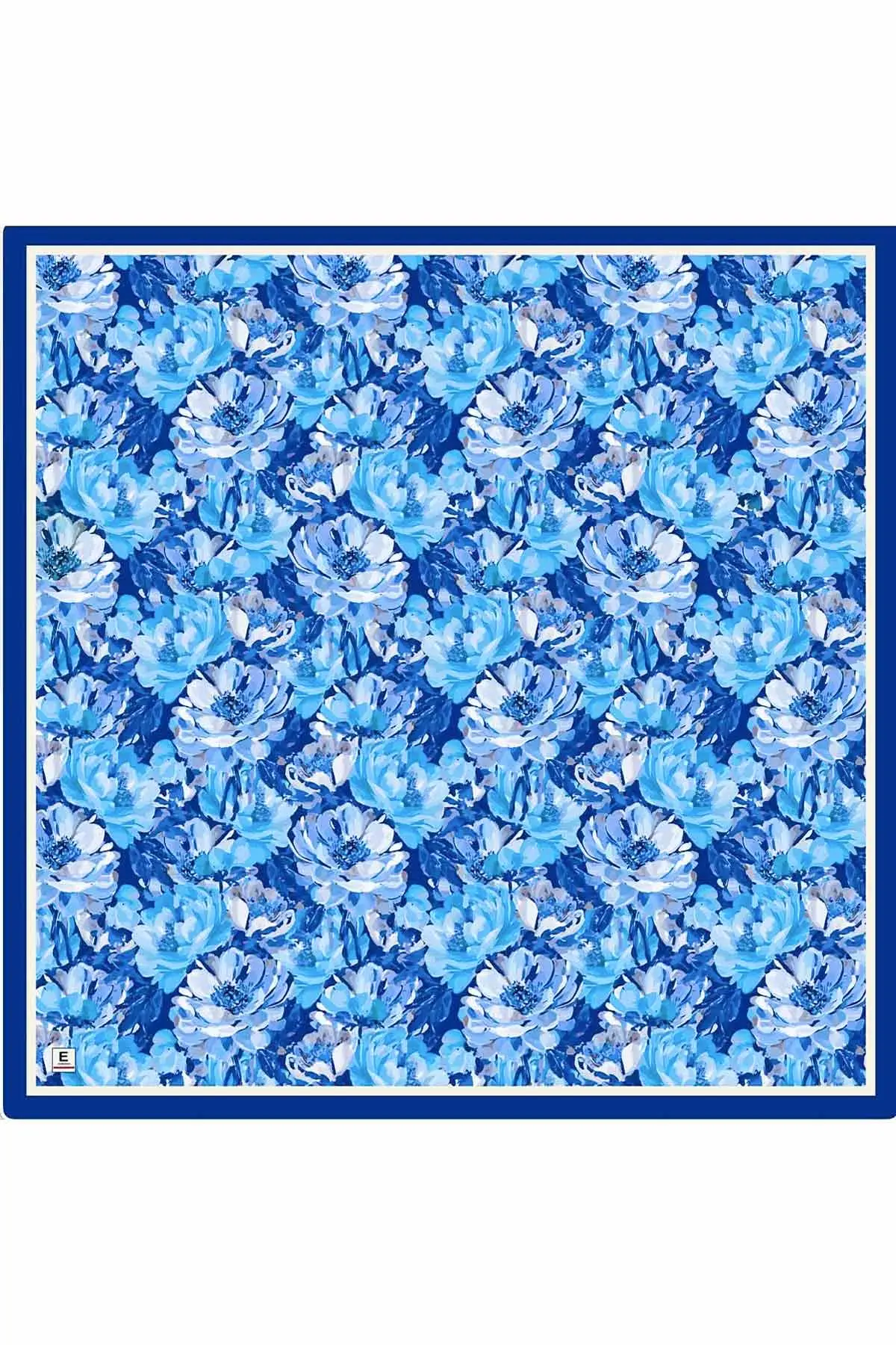Lacivert 95x95 Cm Dijital Baskılı Botanik Desen Soft Eşarp 473298