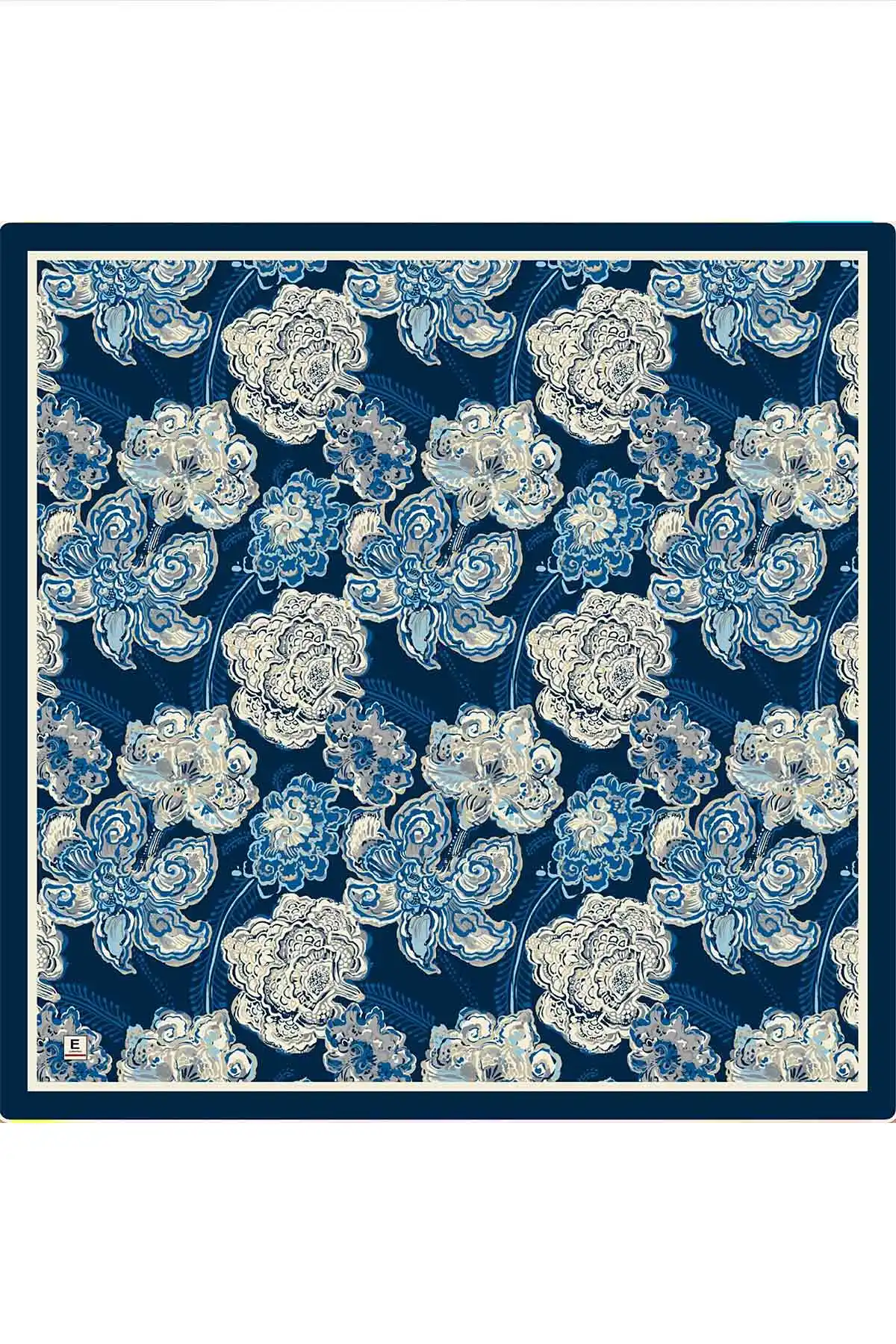 Lacivert 95x95 Cm Dijital Baskılı Mercan Desen Soft Eşarp 473267