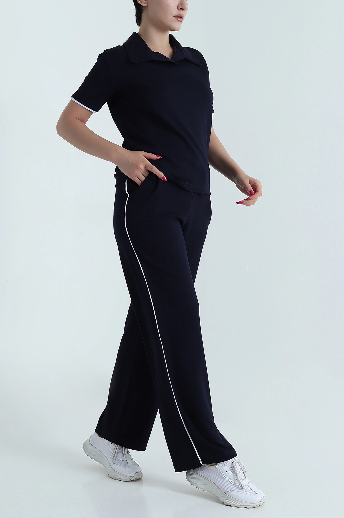Lacivert Arabiyeli Likralı Modal Kadın İkili Takım 478666