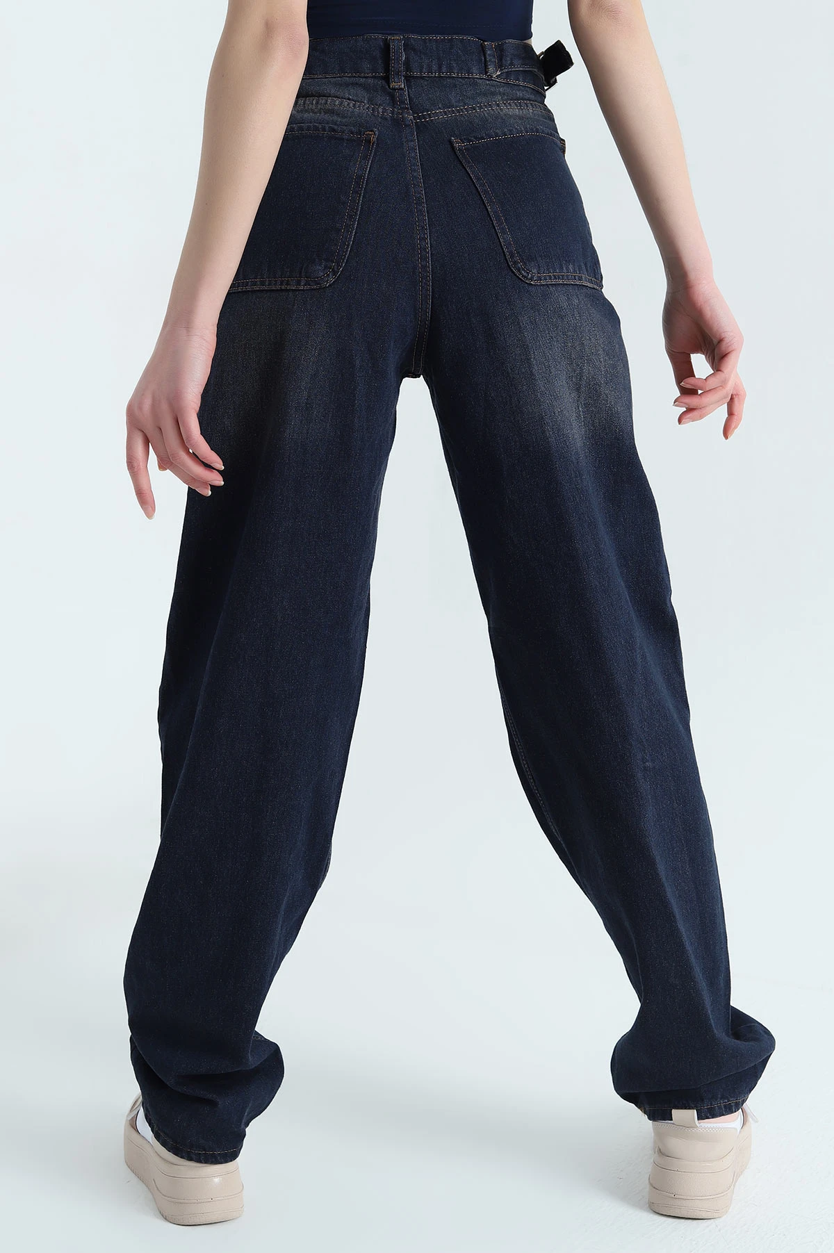 Lacivert Baggy Bayan Kot Pantolon 339867