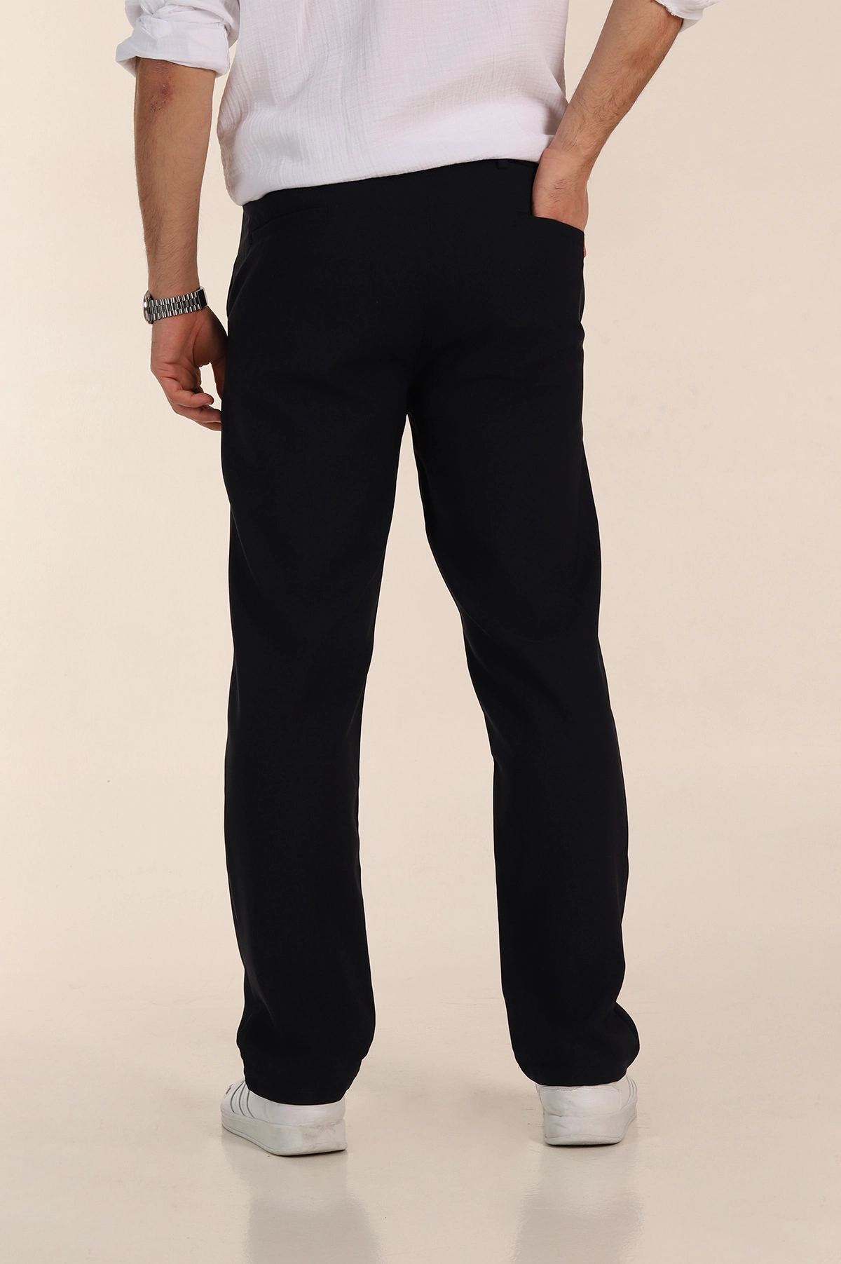 Lacivert Baggy Double Kumaş Bel Lastikli Erkek Pantolon 351859