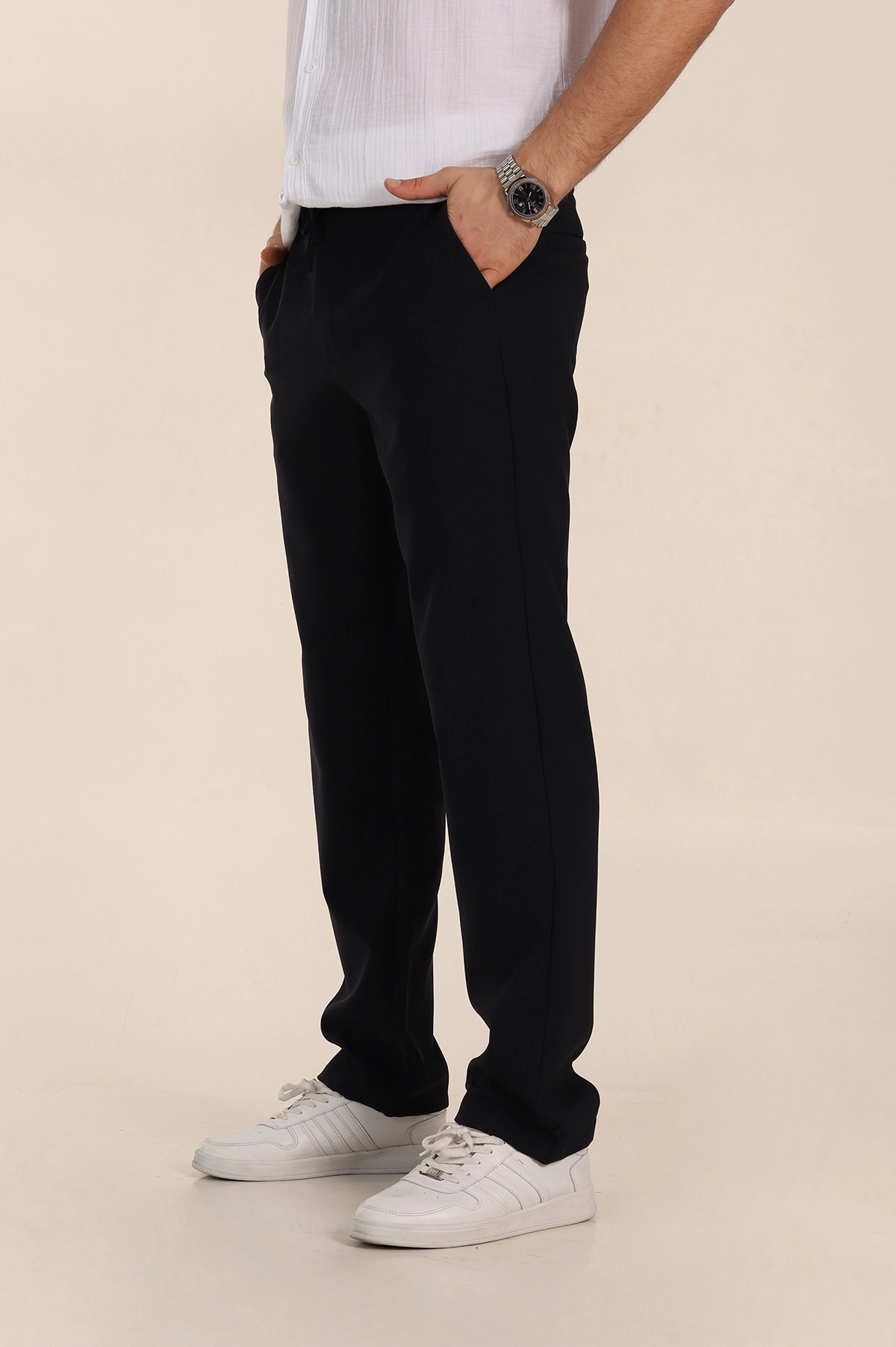 Lacivert Baggy Double Kumaş Bel Lastikli Erkek Pantolon 351859