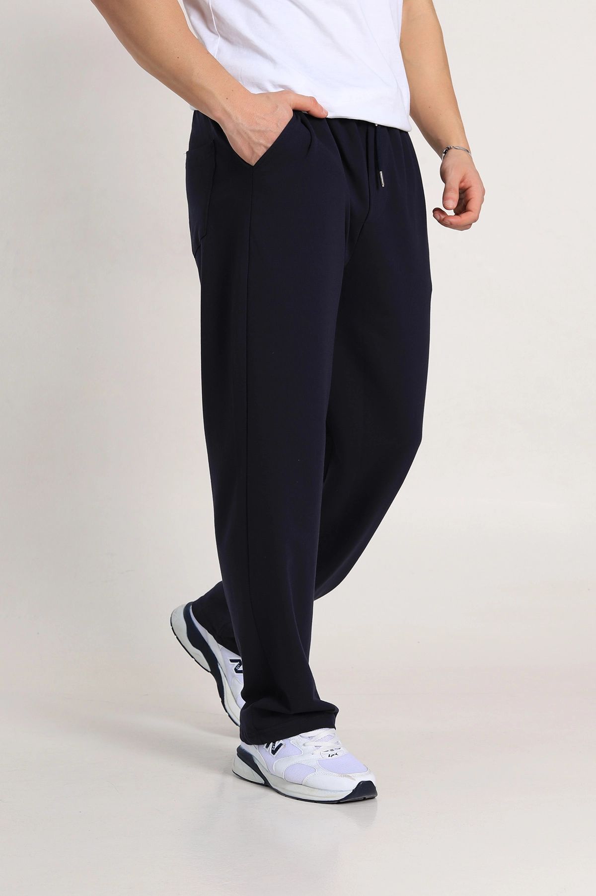 Lacivert Baggy İki İp Belden Bağlamalı Erkek Eşofman Altı 338285